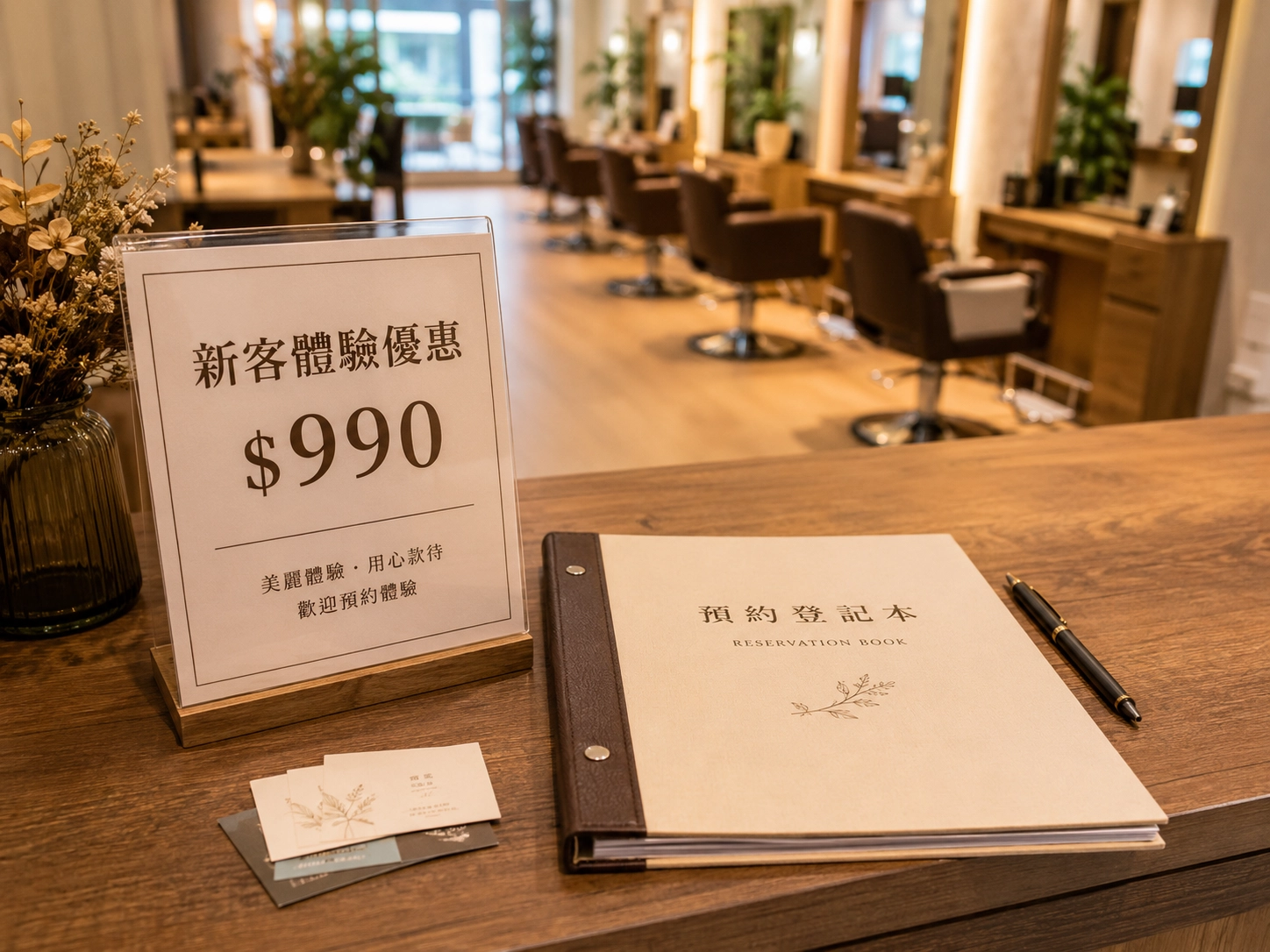 新客體驗價 $990 接待台