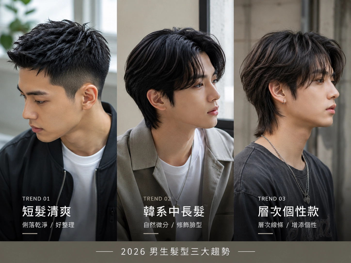 2026男生髮型推薦|流行趨勢三大方向