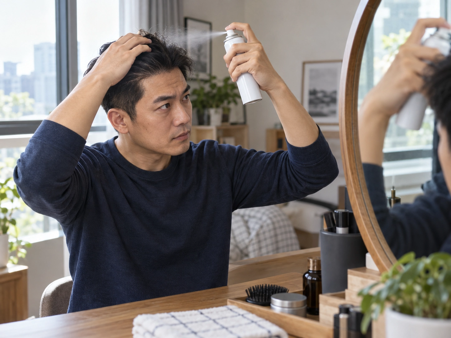 乾洗髮怎麼用|約 15 到 25 公分,停留再梳開